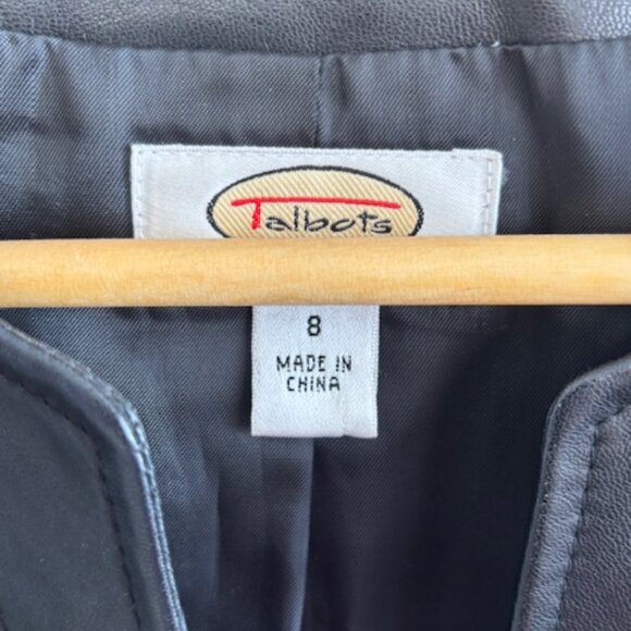 Talbots Jacket Blazer Women Small Black 100% Leather Casual Career Soft Comfort - Picture 4 of 7